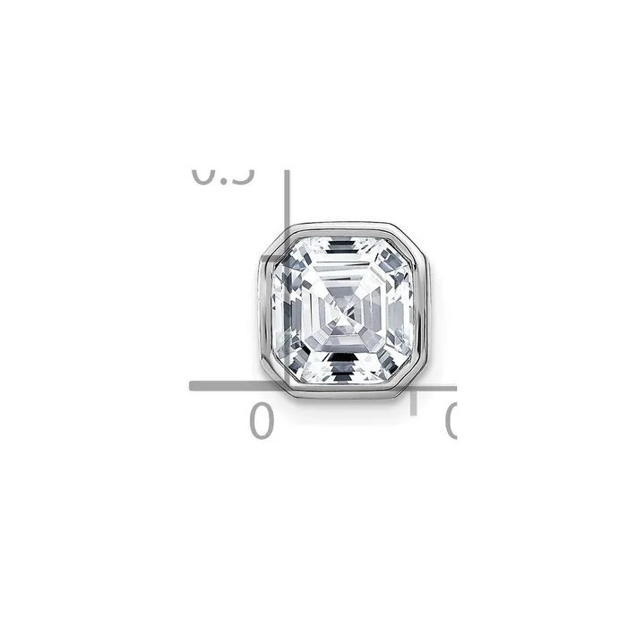 TreasureFineJewelers Necklaces 14k White Gold Asscher Bezel D E F Pure Light Moissanite Chain Slide