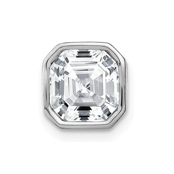 TreasureFineJewelers Necklaces 14k White Gold Asscher Bezel G H I True Light Moissanite Chain Slide TreasureFineJewelers Necklaces 14k White Gold Asscher Bezel G H I True Light Moissanite Chain Slide
