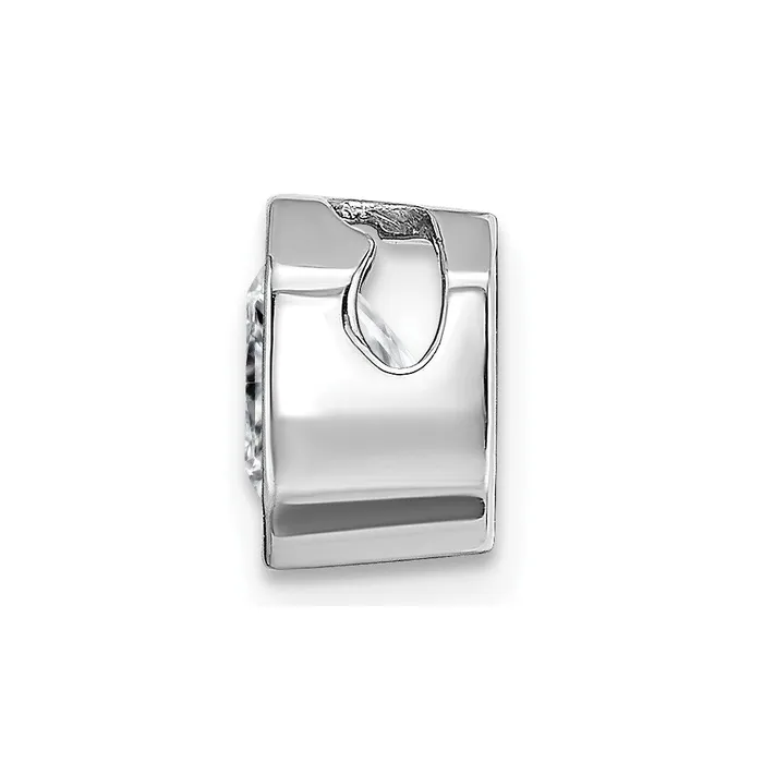 TreasureFineJewelers Necklaces 14k White Gold Asscher Bezel G H I True Light Moissanite Chain Slide