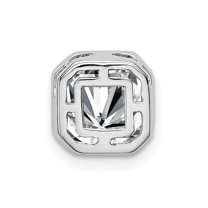 TreasureFineJewelers Necklaces 14k White Gold Asscher Bezel G H I True Light Moissanite Chain Slide
