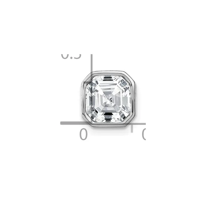 TreasureFineJewelers Necklaces 14k White Gold Asscher Bezel G H I True Light Moissanite Chain Slide