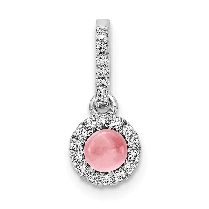 TreasureFineJewelers Necklaces 14k White Gold Diamond and Cabochon 47 Pink Tourmaline Pendant TreasureFineJewelers Necklaces 14k White Gold Diamond and Cabochon 47 Pink Tourmaline Pendant