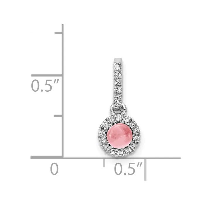 TreasureFineJewelers Necklaces 14k White Gold Diamond and Cabochon 47 Pink Tourmaline Pendant