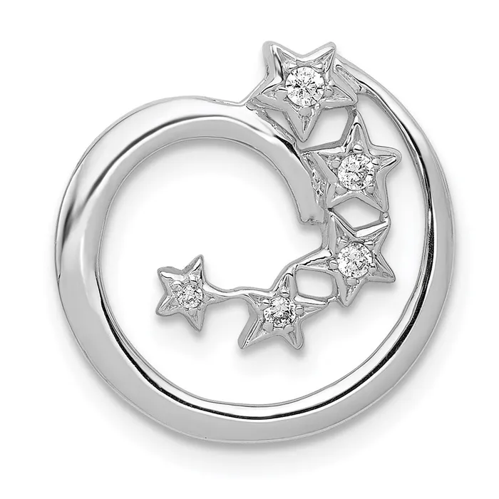 TreasureFineJewelers Necklaces 14k White Gold Diamond Stars Chain Slide