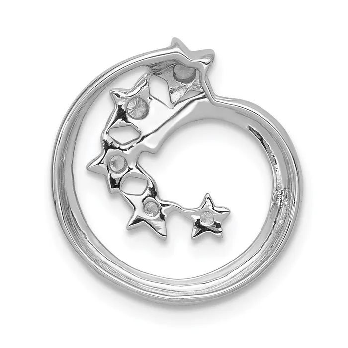 TreasureFineJewelers Necklaces 14k White Gold Diamond Stars Chain Slide