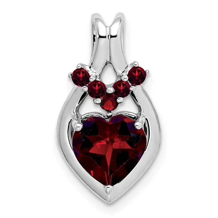 TreasureFineJewelers Necklaces 14k White Gold Garnet Heart Pendant