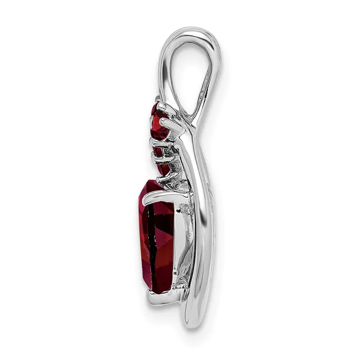 TreasureFineJewelers Necklaces 14k White Gold Garnet Heart Pendant