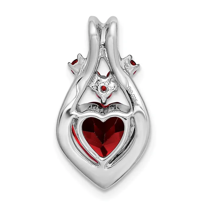 TreasureFineJewelers Necklaces 14k White Gold Garnet Heart Pendant
