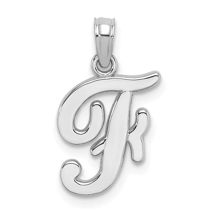 TreasureFineJewelers Necklaces 14k White Gold White Gold Script Letter F Initial Pendant TreasureFineJewelers Necklaces 14k White Gold White Gold Script Letter F Initial Pendant