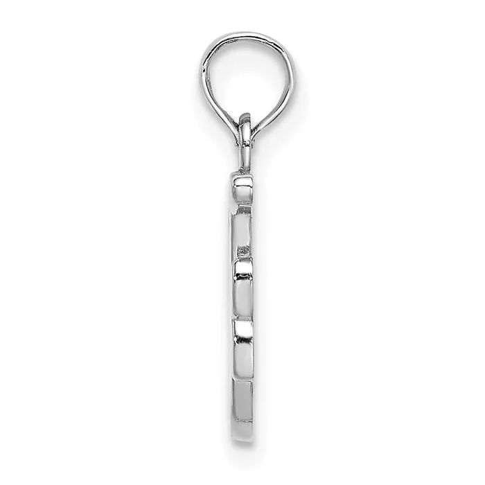 TreasureFineJewelers Necklaces 14k White Gold White Gold Script Letter F Initial Pendant