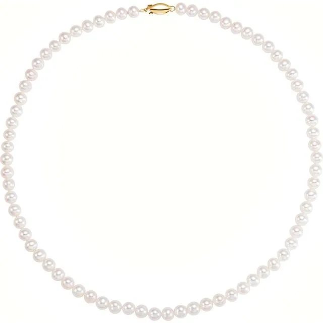 TreasureFineJewelers Necklaces 14K Yellow Freshwater Cultured Pearl 18 Necklace