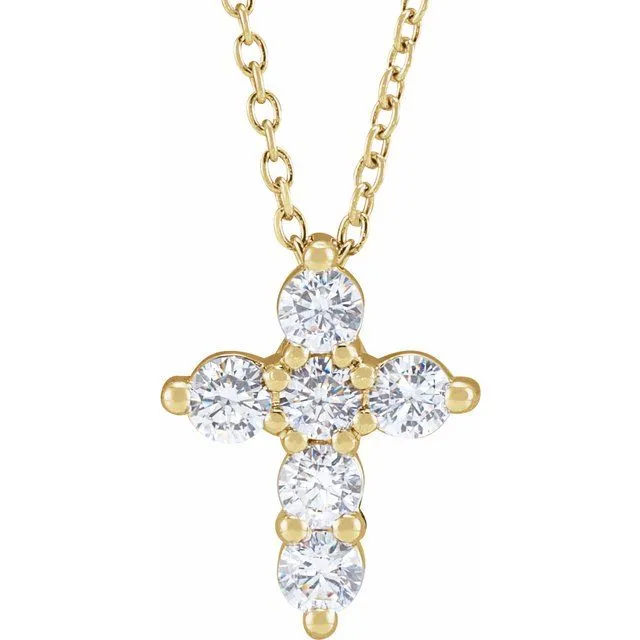 TreasureFineJewelers Necklaces 14K Yellow Gold 12 CTW LabGrown Diamond Cross 18 Necklace TreasureFineJewelers Necklaces 14K Yellow Gold 12 CTW LabGrown Diamond Cross 18 Necklace