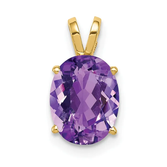 TreasureFineJewelers Necklaces 14k Yellow Gold 9x7mm Oval Amethyst pendant