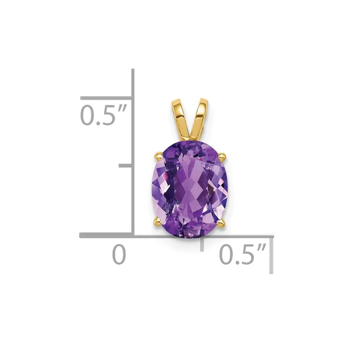 TreasureFineJewelers Necklaces 14k Yellow Gold 9x7mm Oval Amethyst pendant