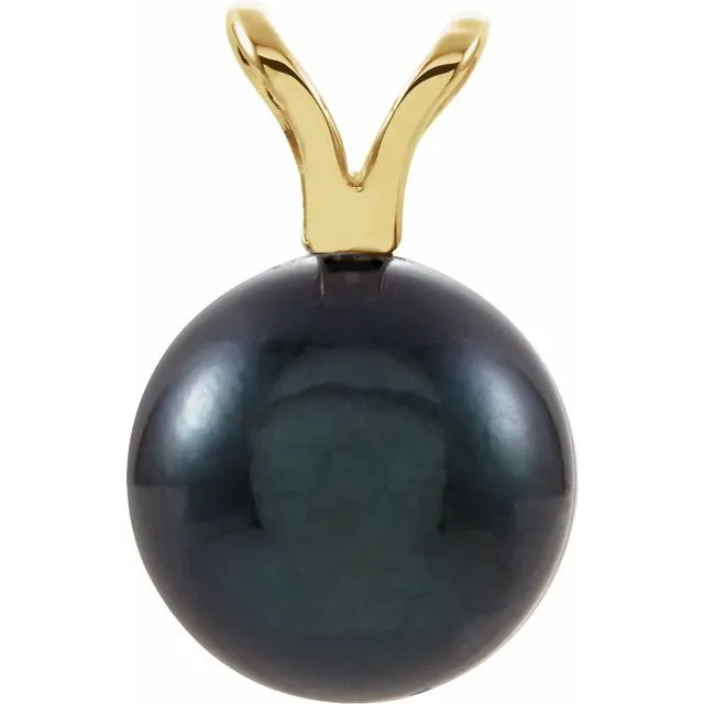 TreasureFineJewelers Necklaces 14K Yellow Gold Black Akoya Cultured Pearl Pendant TreasureFineJewelers Necklaces 14K Yellow Gold Black Akoya Cultured Pearl Pendant