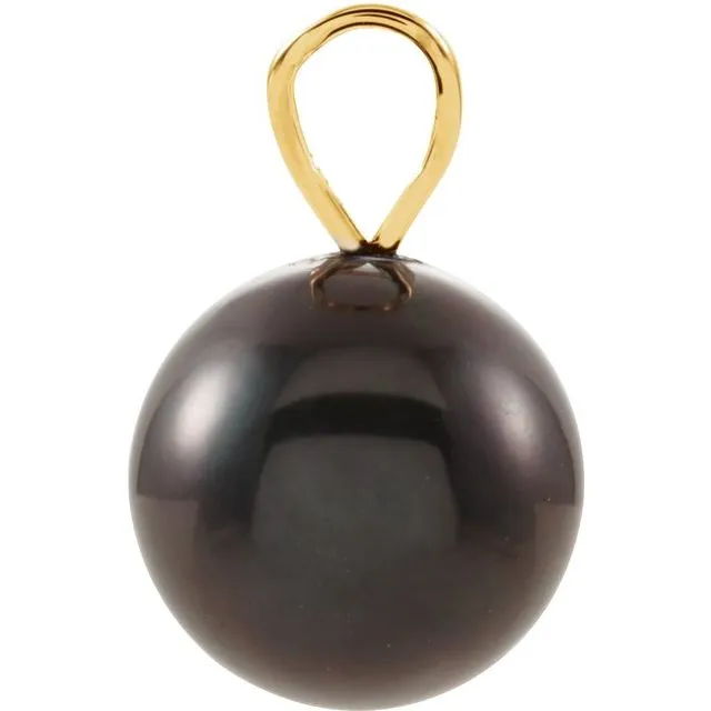TreasureFineJewelers Necklaces 14K Yellow Gold Black Akoya Cultured Pearl Pendant