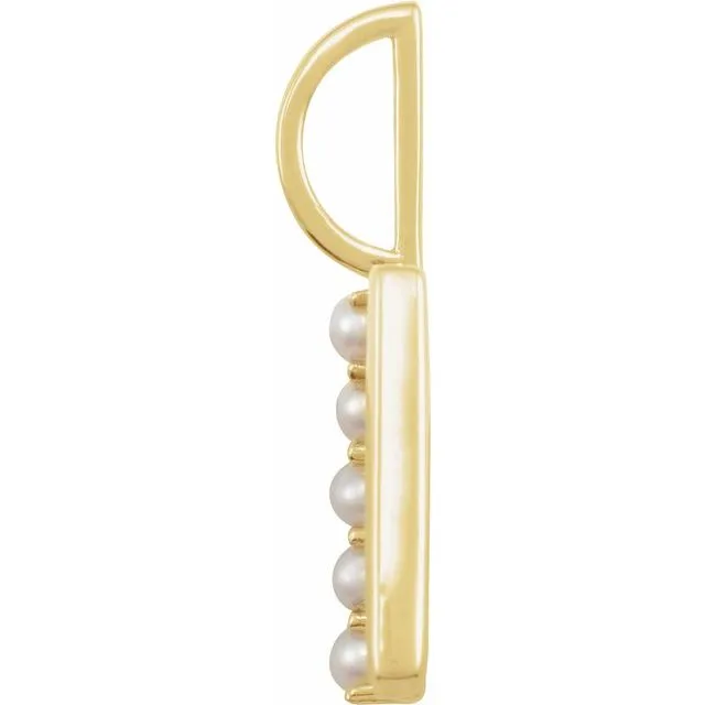 TreasureFineJewelers Necklaces 14K Yellow Gold Cultured White Gold Pearl Initial L CharmPendant