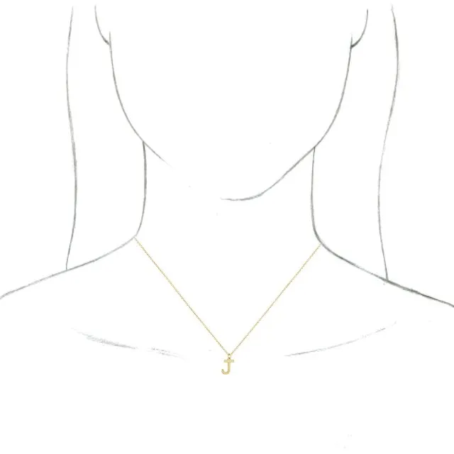TreasureFineJewelers Necklaces 14K Yellow Gold Initial J Dangle 16 Necklace