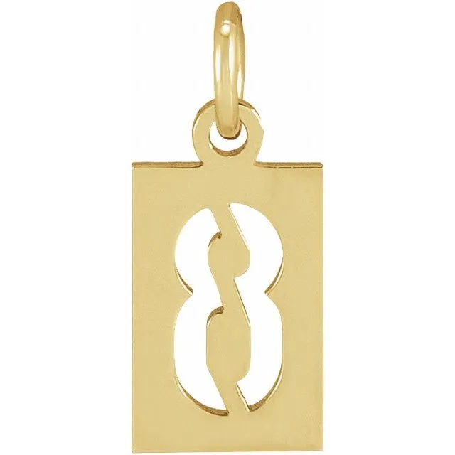 TreasureFineJewelers Necklaces 14K Yellow Gold Pierced Numeral 8 Dog Tag Pendant