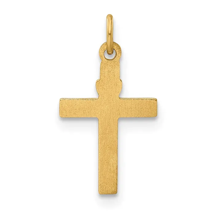 TreasureFineJewelers Necklaces 14k Yellow Gold Polished Solid Heart Cross Pendant