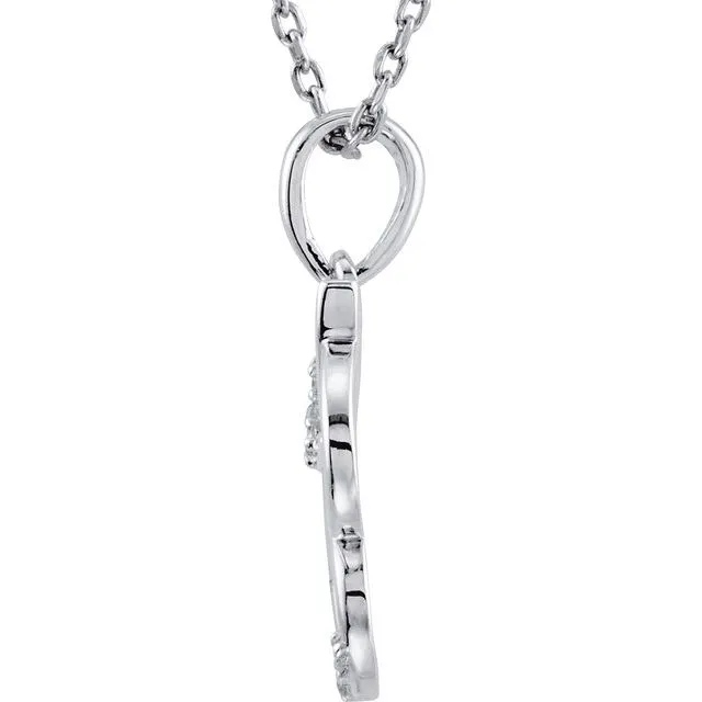 TreasureFineJewelers Necklaces Sterling Silver 03 CTW Diamond Initial E 18 Necklace