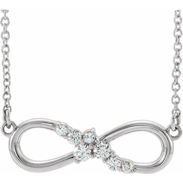 TreasureFineJewelers Necklaces Sterling Silver 18 CTW Diamond InfinityInspired Bar 16 Necklace TreasureFineJewelers Necklaces Sterling Silver 18 CTW Diamond InfinityInspired Bar 16 Necklace