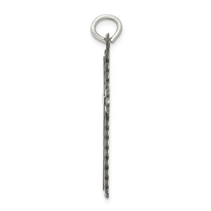 TreasureFineJewelers Necklaces Sterling Silver Antiqued Textured and Brushed Latin Cross Pendant