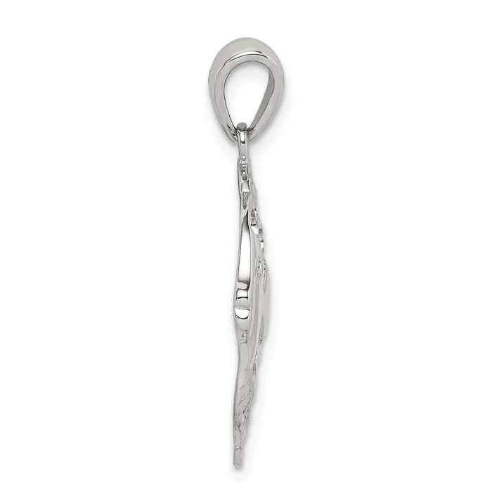 TreasureFineJewelers Necklaces Sterling Silver Diamondcut Fish Pendant