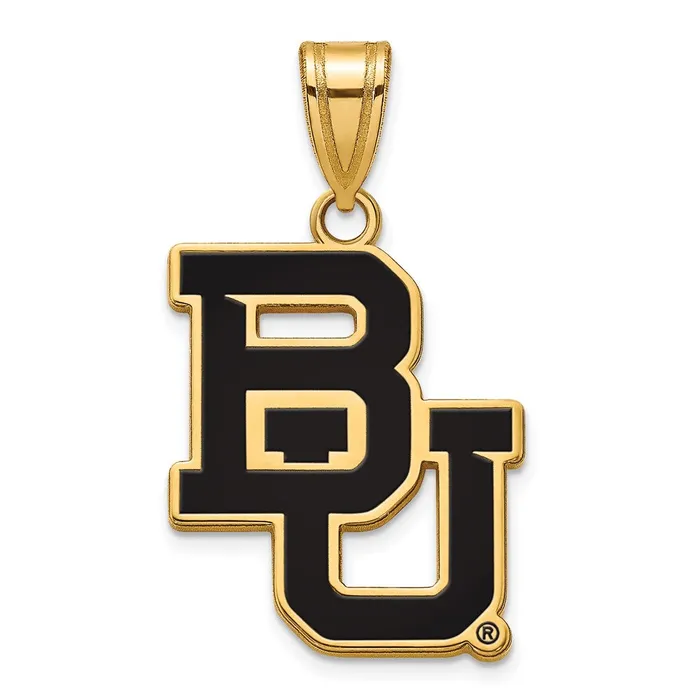 TreasureFineJewelers Necklaces Sterling Silver Goldplated Baylor University Bears Large Enameled Pendant TreasureFineJewelers Necklaces Sterling Silver Goldplated Baylor University Bears Large Enameled Pendant