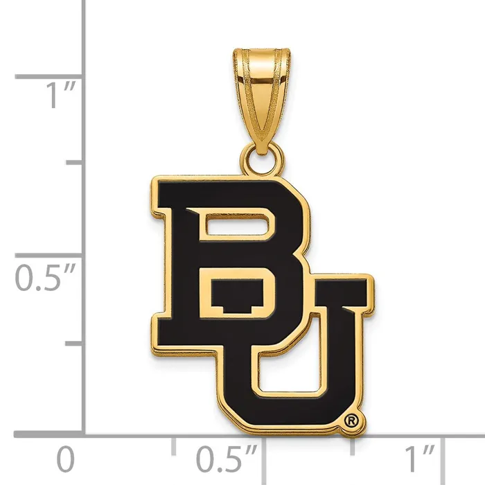 TreasureFineJewelers Necklaces Sterling Silver Goldplated Baylor University Bears Large Enameled Pendant
