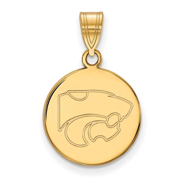 TreasureFineJewelers Necklaces Sterling Silver Goldplated Kansas State University Wildcat Medium Disc Pendant TreasureFineJewelers Necklaces Sterling Silver Goldplated Kansas State University Wildcat Medium Disc Pendant