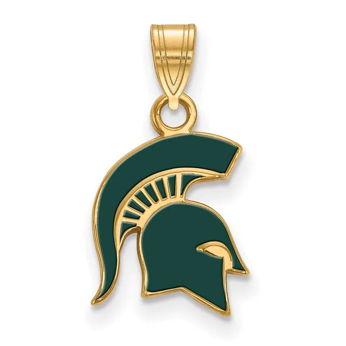 TreasureFineJewelers Necklaces Sterling Silver Goldplated Michigan State University Spartan Small Enameled Pendant TreasureFineJewelers Necklaces Sterling Silver Goldplated Michigan State University Spartan Small Enameled Pendant