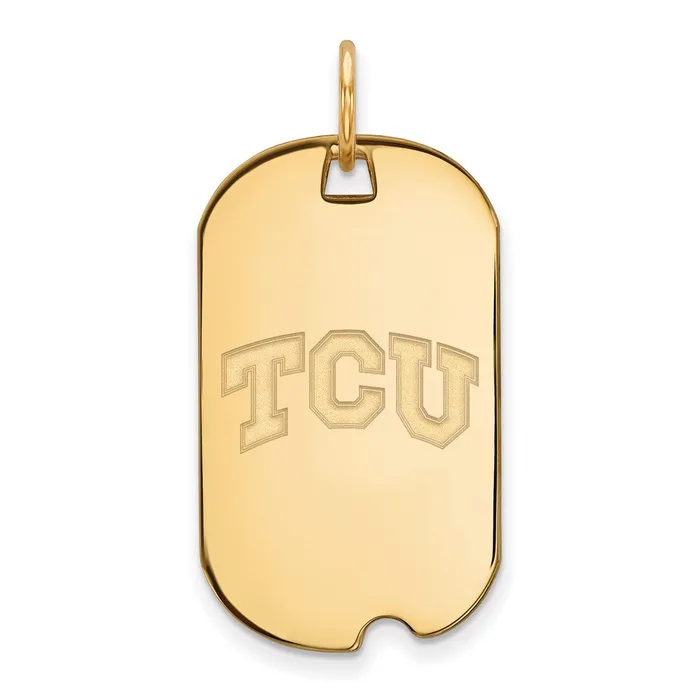 TreasureFineJewelers Necklaces Sterling Silver Goldplated Texas Christian University TCU Small Dog Tag Pendant TreasureFineJewelers Necklaces Sterling Silver Goldplated Texas Christian University TCU Small Dog Tag Pendant