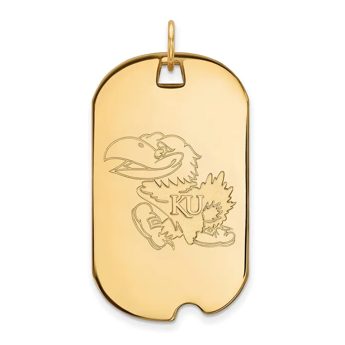 TreasureFineJewelers Necklaces Sterling Silver Goldplated University of Kansas Jayhawk Large Dog Tag Pendant TreasureFineJewelers Necklaces Sterling Silver Goldplated University of Kansas Jayhawk Large Dog Tag Pendant