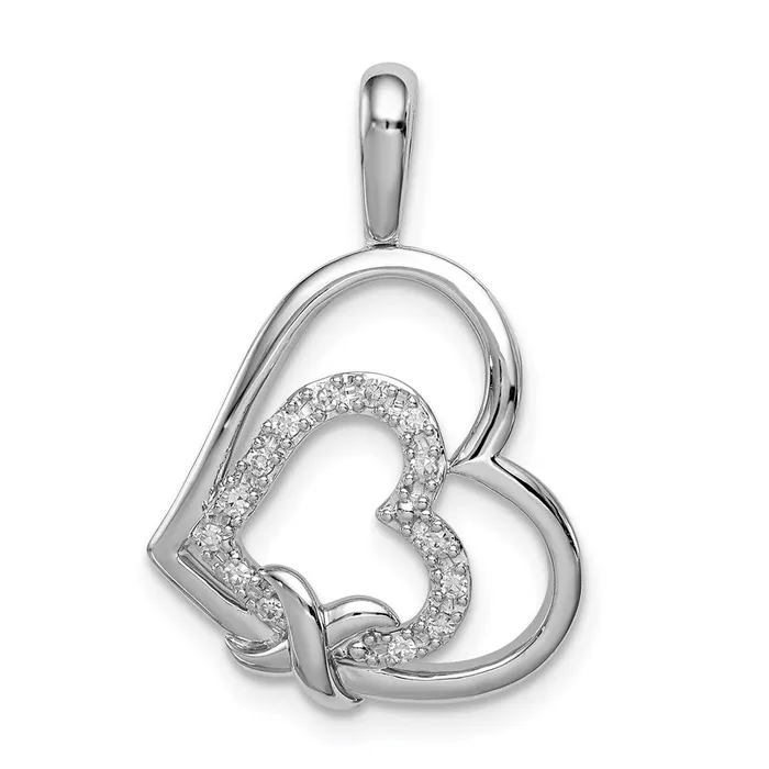 TreasureFineJewelers Necklaces Sterling Silver Rhodium Diam Hearts Pendant TreasureFineJewelers Necklaces Sterling Silver Rhodium Diam Hearts Pendant