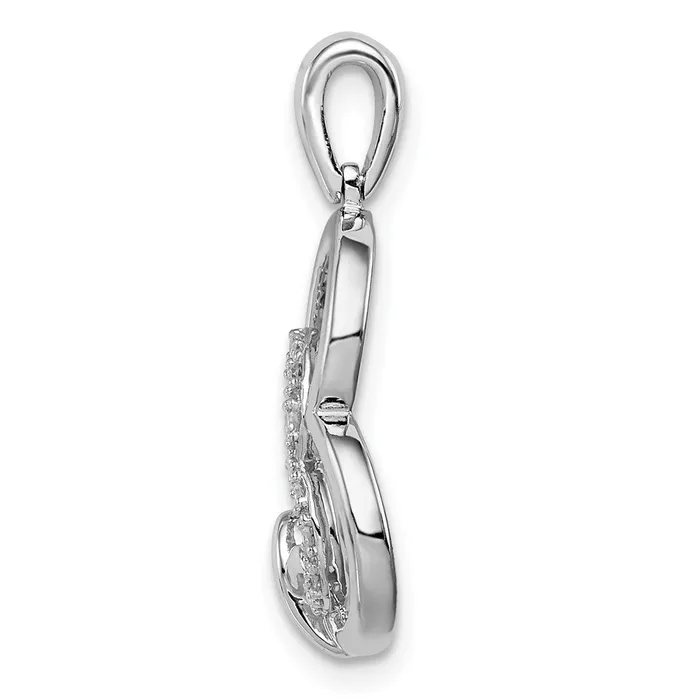 TreasureFineJewelers Necklaces Sterling Silver Rhodium Diam Hearts Pendant