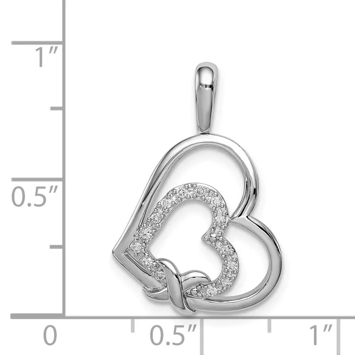 TreasureFineJewelers Necklaces Sterling Silver Rhodium Diam Hearts Pendant