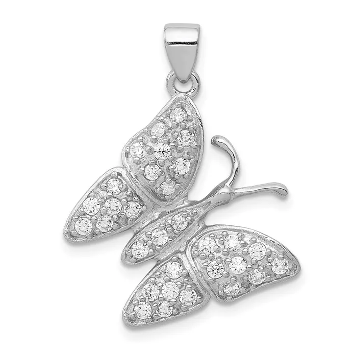 TreasureFineJewelers Necklaces Sterling Silver Rhodiumplated CZ Butterfly Pendant TreasureFineJewelers Necklaces Sterling Silver Rhodiumplated CZ Butterfly Pendant