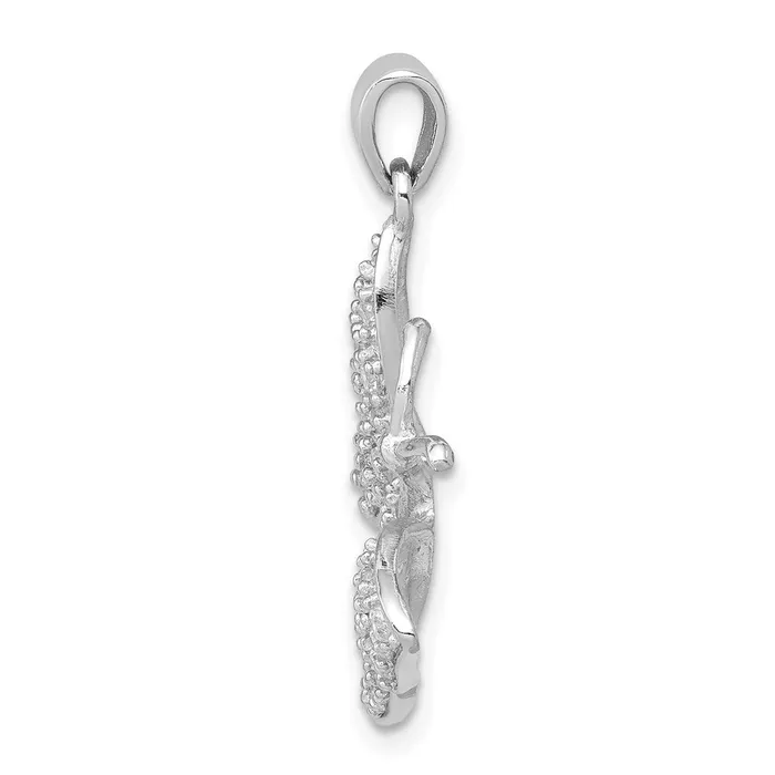 TreasureFineJewelers Necklaces Sterling Silver Rhodiumplated CZ Butterfly Pendant