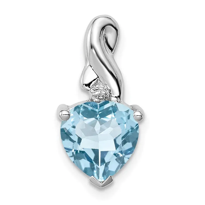 TreasureFineJewelers Necklaces Sterling Silver Rhodium Plated Diamond Lt Swiss BT Heart Pendant TreasureFineJewelers Necklaces Sterling Silver Rhodium Plated Diamond Lt Swiss BT Heart Pendant