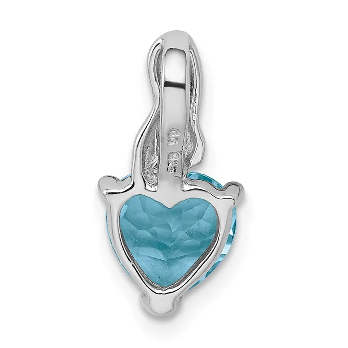 TreasureFineJewelers Necklaces Sterling Silver Rhodium Plated Diamond Lt Swiss BT Heart Pendant