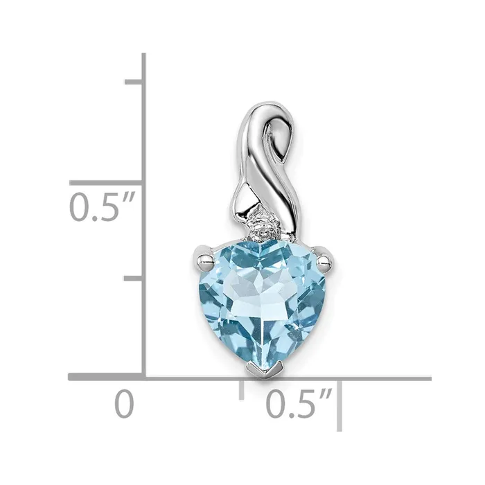 TreasureFineJewelers Necklaces Sterling Silver Rhodium Plated Diamond Lt Swiss BT Heart Pendant