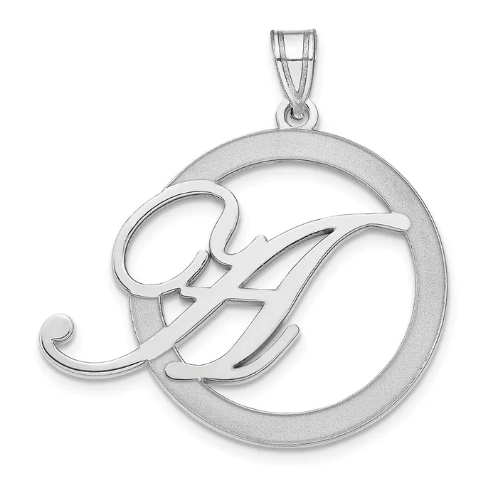 TreasureFineJewelers Necklaces Sterling SilverRhodiumplated Etched Initial in a Circle Pendant TreasureFineJewelers Necklaces Sterling SilverRhodiumplated Etched Initial in a Circle Pendant