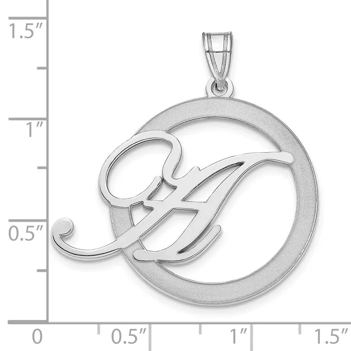 TreasureFineJewelers Necklaces Sterling SilverRhodiumplated Etched Initial in a Circle Pendant