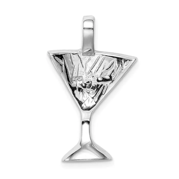 TreasureFineJewelers Necklaces Sterling Silver Rhodiumplated Larimar Martini Glass Pendant