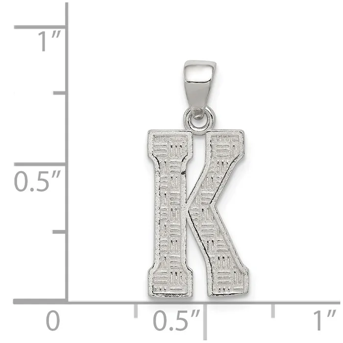 TreasureFineJewelers Necklaces Sterling Silver Rhodiumplated Letter K Initial Pendant