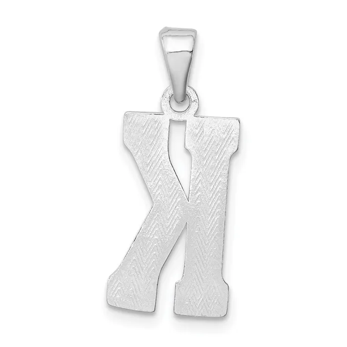 TreasureFineJewelers Necklaces Sterling Silver Rhodiumplated Letter K Initial Pendant