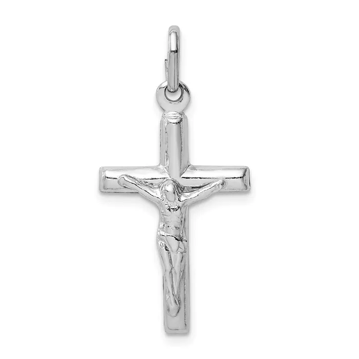 TreasureFineJewelers Necklaces Sterling Silver Rhodiumplated Polished Crucifix Cross Pendant TreasureFineJewelers Necklaces Sterling Silver Rhodiumplated Polished Crucifix Cross Pendant