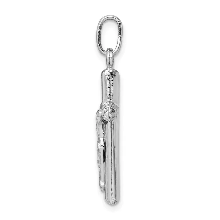 TreasureFineJewelers Necklaces Sterling Silver Rhodiumplated Polished Crucifix Cross Pendant