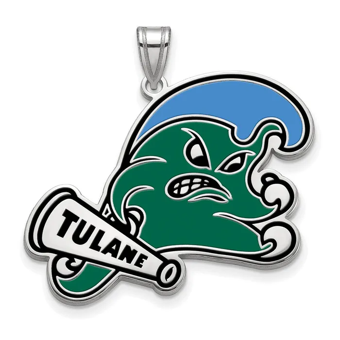 TreasureFineJewelers Necklaces Sterling Silver Rhodiumplated Tulane University Extra Large Enameled Pendant TreasureFineJewelers Necklaces Sterling Silver Rhodiumplated Tulane University Extra Large Enameled Pendant